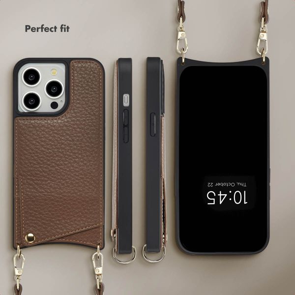 Selencia Nova Phone Case with Cord and Card Holder Apple iPhone 14 Pro - Mocha Brown