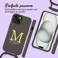 Gepersonaliseerd Color Backcover MagSafe met afneembaar koord en letter  iPhone 15 - Black Coffee