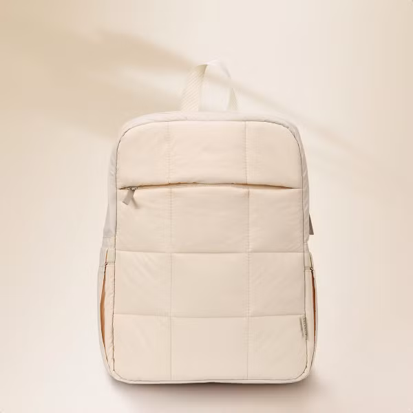 Selencia Vaya Puffy Laptop Rugzak 16 inch - Soft Ivory