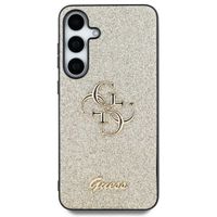 Guess 4G Metal Logo Glitter Backcover Samsung Galaxy S25 - Goud