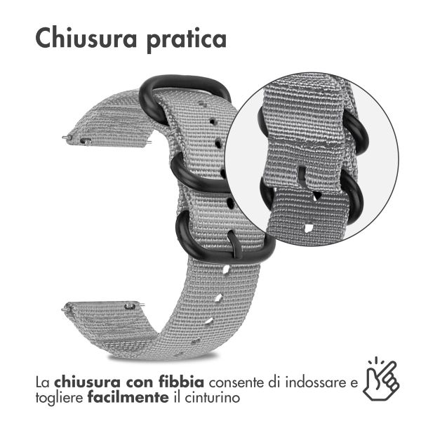 imoshion Rugged Nylon bandje  - Universeel 22 mm aansluiting - Grijs
