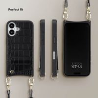 Selencia Nova Croco Phone Case with Cord and Card Holder Apple iPhone 16 - Black