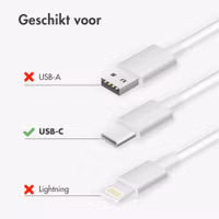 imoshion USB-C naar USB-C kabel - Braided - 1 meter - Wit