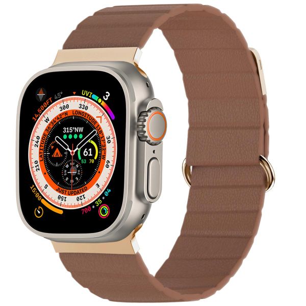 imoshion Magnetisch lederen bandje Apple Watch Series 1 - 11 / SE / Ultra (44/45/46/49 mm) - Bruin