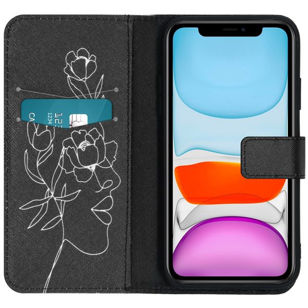 imoshion Design Softcase Bookcase iPhone 11 - Woman Flower Black