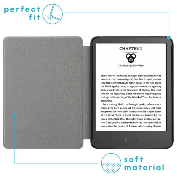 imoshion Design Slim Hard Case Bookcase Amazon Kindle (2024) / Amazon Kindle (2022) 11th gen - White Graphic