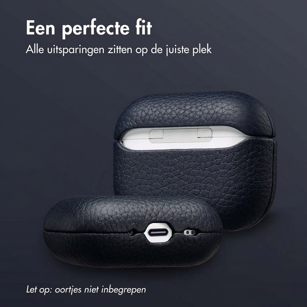 Accezz Echt Leren Case  Apple Airpods Pro 3 - Donkerblauw