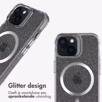 imoshion Clear Glitter Backcover met MagSafe Apple iPhone 15 - Zilver