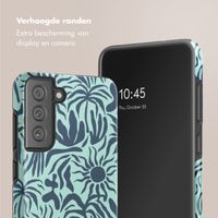 Selencia Vivid Tough Backcover Samsung Galaxy S21 FE - Tropical Vibes Light Blue