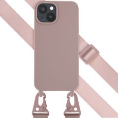 Selencia Siliconen hoesje met afneembaar koord Apple iPhone 15 - Sand Pink