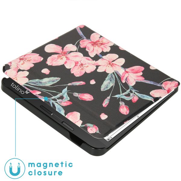 imoshion Design Slim Hard Case Sleepcover met stand Tolino Vision 5 - Blossom Watercolor Black