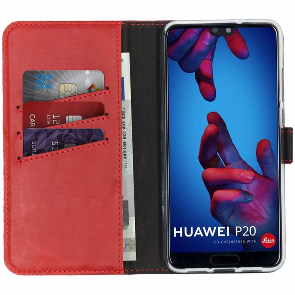 Selencia Echt Lederen Bookcase Huawei P20 - Rood