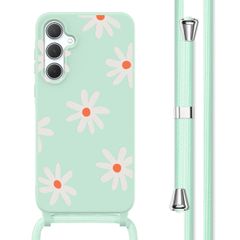 imoshion Siliconen design hoesje met koord Samsung Galaxy A35 - Green Flower Distance