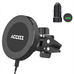 Accezz Telefoonhouder auto met Magsafe - Draadloze oplader - Ventilatierooster - Zwart