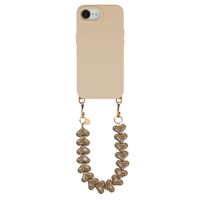 Selencia Rivièra MagSafe Backcover met afneembare haakjes voor de Apple iPhone 17e / 16e - Milky Latte + Lova Polskoord - Mocha Brown