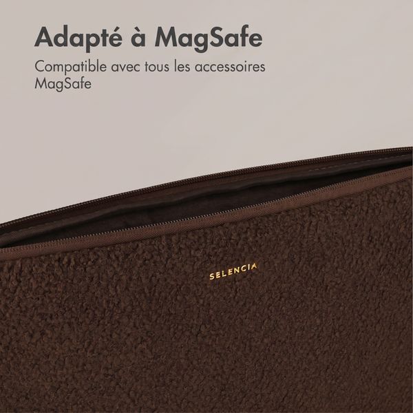 Selencia Teddy Laptop hoes 13-14 inch - Laptopsleeve - Choco Brown