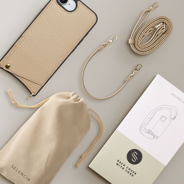 Selencia Nova Phone Case with Cord and Card Holder Apple iPhone 17e / 16e - Beige
