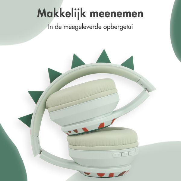 imoshion Draadloze Kinderkoptelefoon Dino - Decibelbegrenzer - Met AUX kabel - Brown / Orange