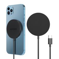 Accezz Wireless Charger USB-C - MagSafe en Qi2 Draadloze Oplader - 1 meter - Zwart