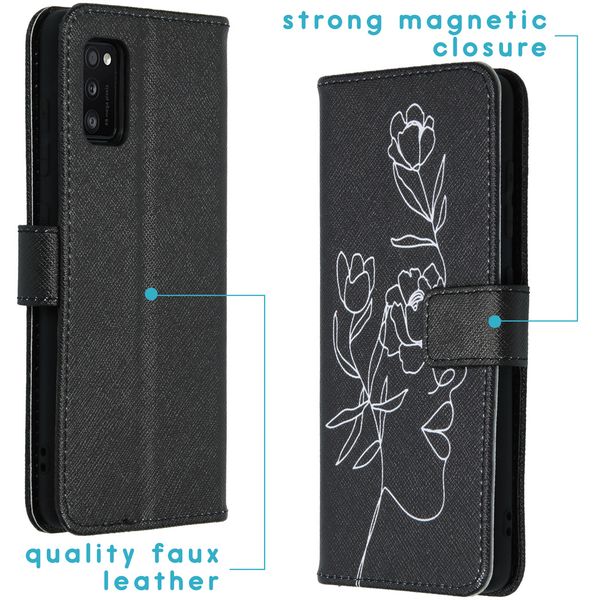 imoshion Design Softcase Bookcase Galaxy A41 - Woman Flower Black