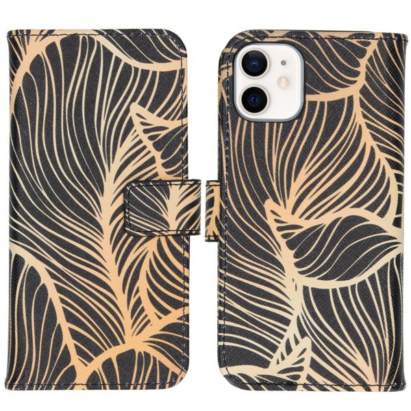 imoshion Design Softcase Bookcase iPhone 12 Mini - Golden Leaves