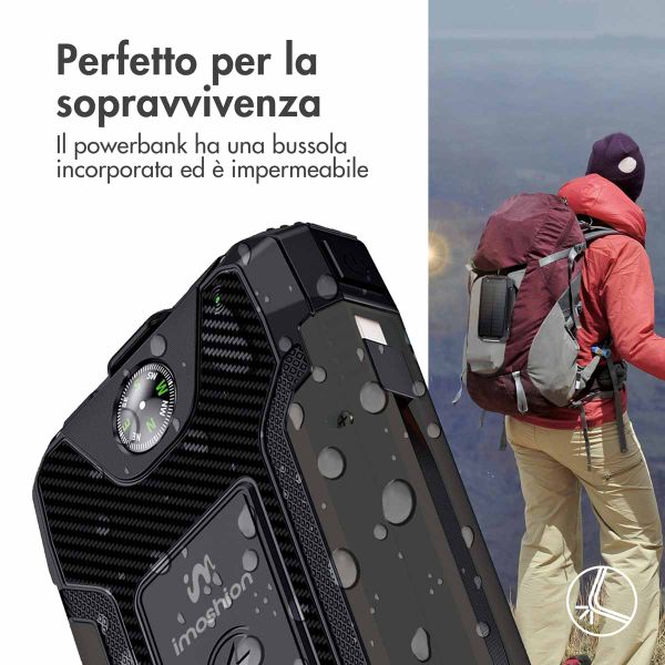 imoshion Solar Powerbank 30.000 mAh - Draadloze powerbank op zonne-energie - Quick Charge en Power Delivery - Zwart
