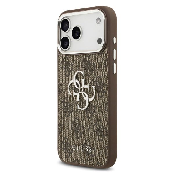 Guess 4G Metal Logo Backcover Apple iPhone 17 Pro Max - Silver Edge - Brown