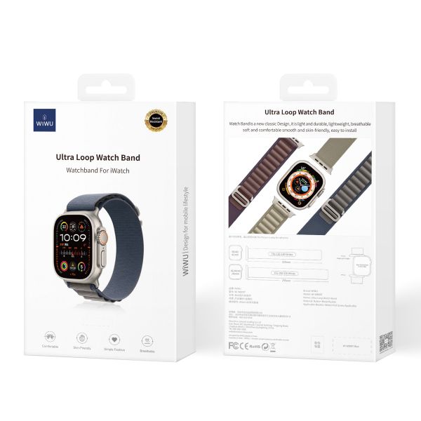 WiWu Alpine nylonband Apple Watch Series 1 t/m 10 / SE / Ultra (2) (44/45/46/49 mm) - Blue