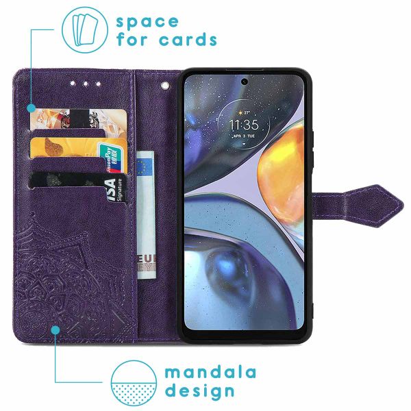 imoshion Mandala Bookcase Motorola Moto G22 - Paars