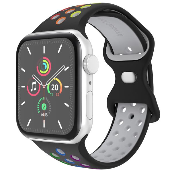 imoshion Sport⁺ bandje Apple Watch Series 1 t/m 9 / SE (38/40/41 mm) | Series 10 (42 mm) - Maat S/M - Black Rainbow