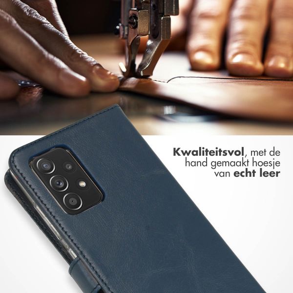 Selencia Echt Leren Bookcase Samsung Galaxy A52(s) (5G/4G) - Blauw