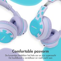 imoshion Draadloze Kinderkoptelefoon Unicorn LED Light - Decibelbegrenzer - Met AUX kabel - Lavender Lilac / Soft Blue