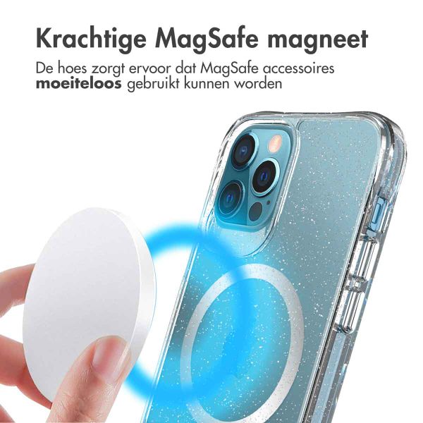 imoshion Clear Glitter Backcover met MagSafe Apple iPhone 12 (Pro) - Zilver