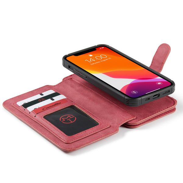 CaseMe Luxe 2 in 1 Portemonnee Bookcase iPhone 12 Mini - Rood