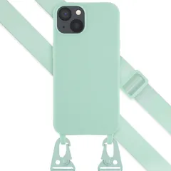 Selencia Siliconen hoesje met afneembaar koord Apple iPhone 13 - Turquoise