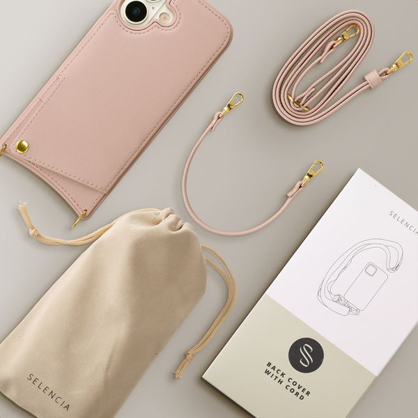 Selencia Nova Telefoonhoes met Koord en Pashouder Apple iPhone 17 - Dusty Rose