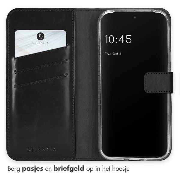 Selencia Echt Leren Bookcase Google Pixel 9 / 9 Pro - Zwart