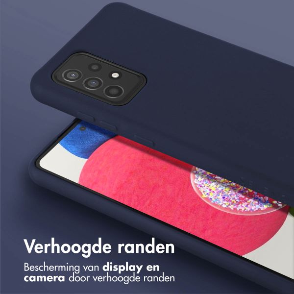 Selencia Siliconen hoesje met afneembaar koord Samsung Galaxy A52(s) (5G/4G) - Donkerblauw