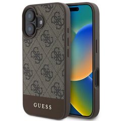 Guess Bottom Stripe 4G Backcover Apple iPhone 16 - Bruin