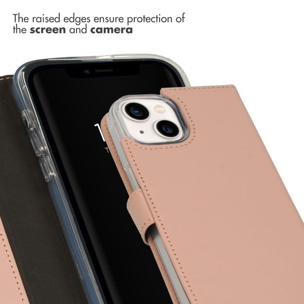 Selencia Genuine Leather Book Case Apple iPhone 14 - Dusty Pink