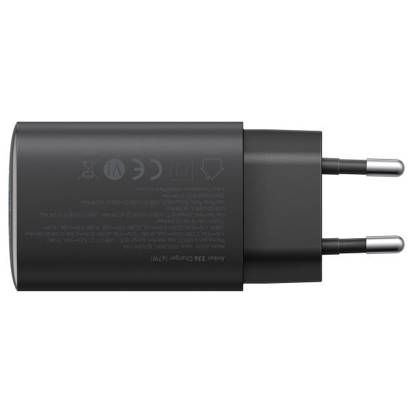 Anker Wall Charger 336 | 67 Watt snellader - USB-A + 2x USB-C - Zwart