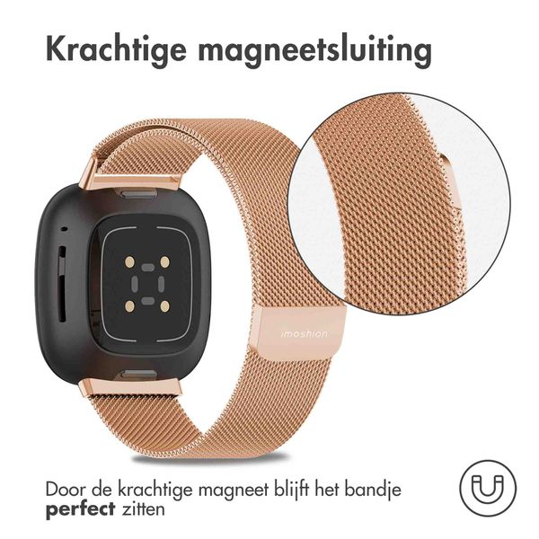 imoshion Milanees magnetisch bandje Fitbit Versa 3 - Maat M - Rosé Goud