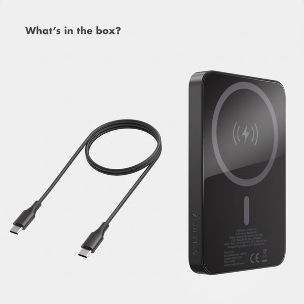 Selencia Vivid Powerbank 5,000 mAh - Wireless Powerbank - Compatible with MagSafe and Qi - Black / Choco Flower Pop