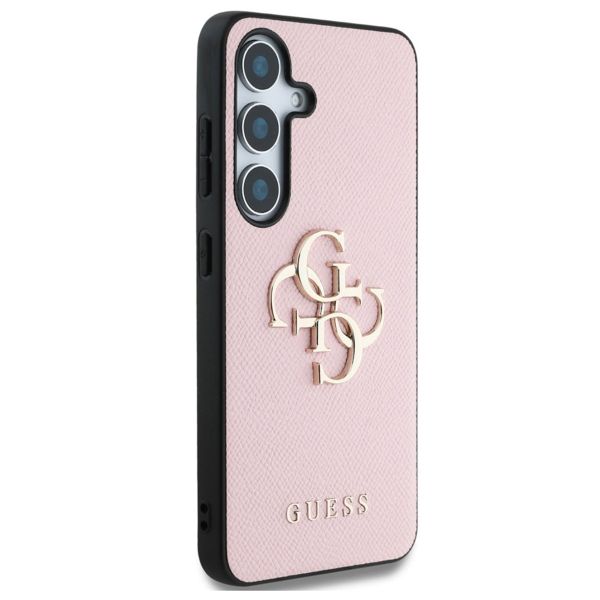 Guess 4G Metal Logo Saffiano Backcover Samsung Galaxy S25 - Roze