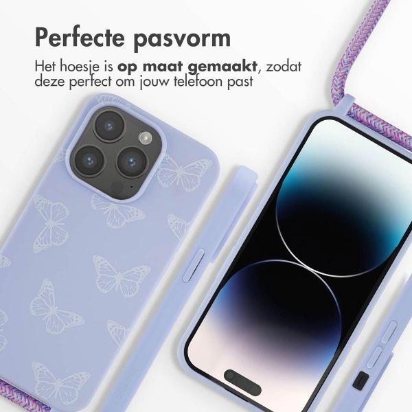 imoshion Siliconen design hoesje met koord iPhone 14 Pro - Butterfly