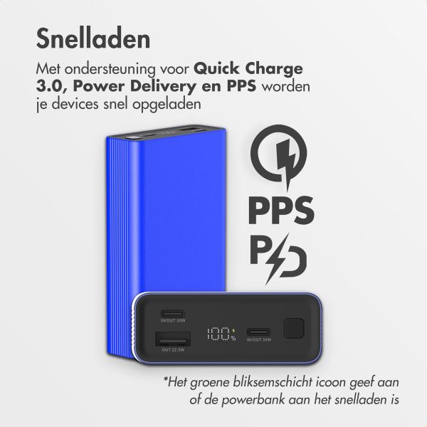 imoshion Ultra Series Aluminium | Powerbank 20.000 mAh - Snelladen tot 33 watt - Cobalt Blue