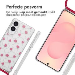 imoshion Design hoesje met koord Samsung Galaxy S25 Edge - Dusty Rose Connected Hearts