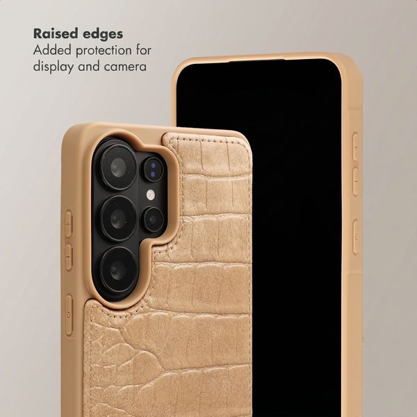 Selencia Nova Croco Phone Case with Cord and Card Holder Samsung Galaxy S26 Ultra - Toasted Almond
