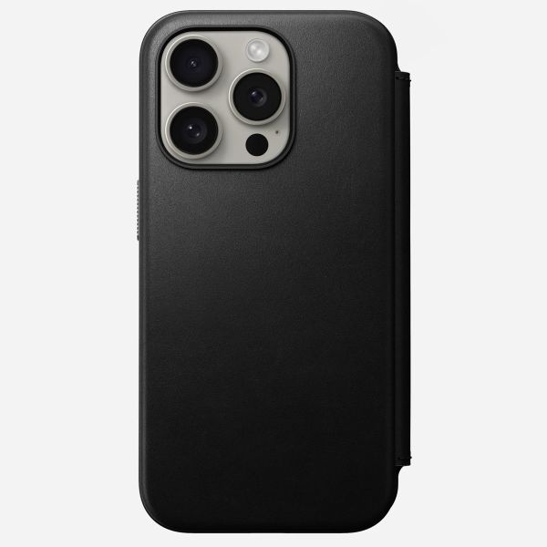 Nomad Modern Leather FolioBookcase Apple iPhone 15 Pro - Zwart