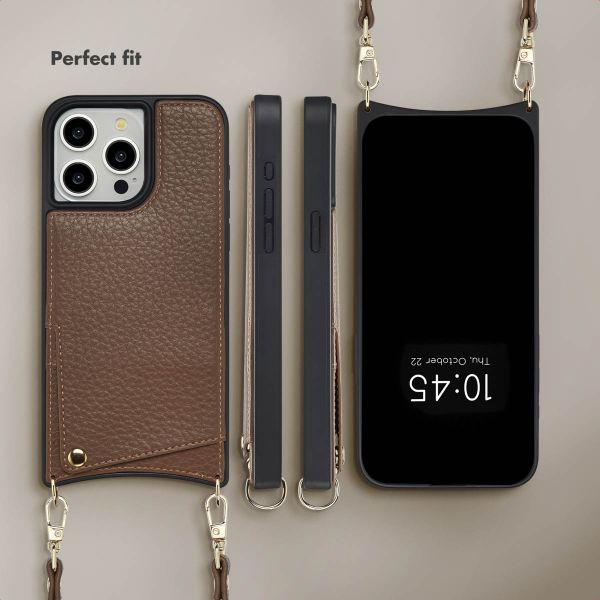 Selencia Nova Phone Case with Cord and Card Holder Apple iPhone 15 Pro Max - Mocha Brown